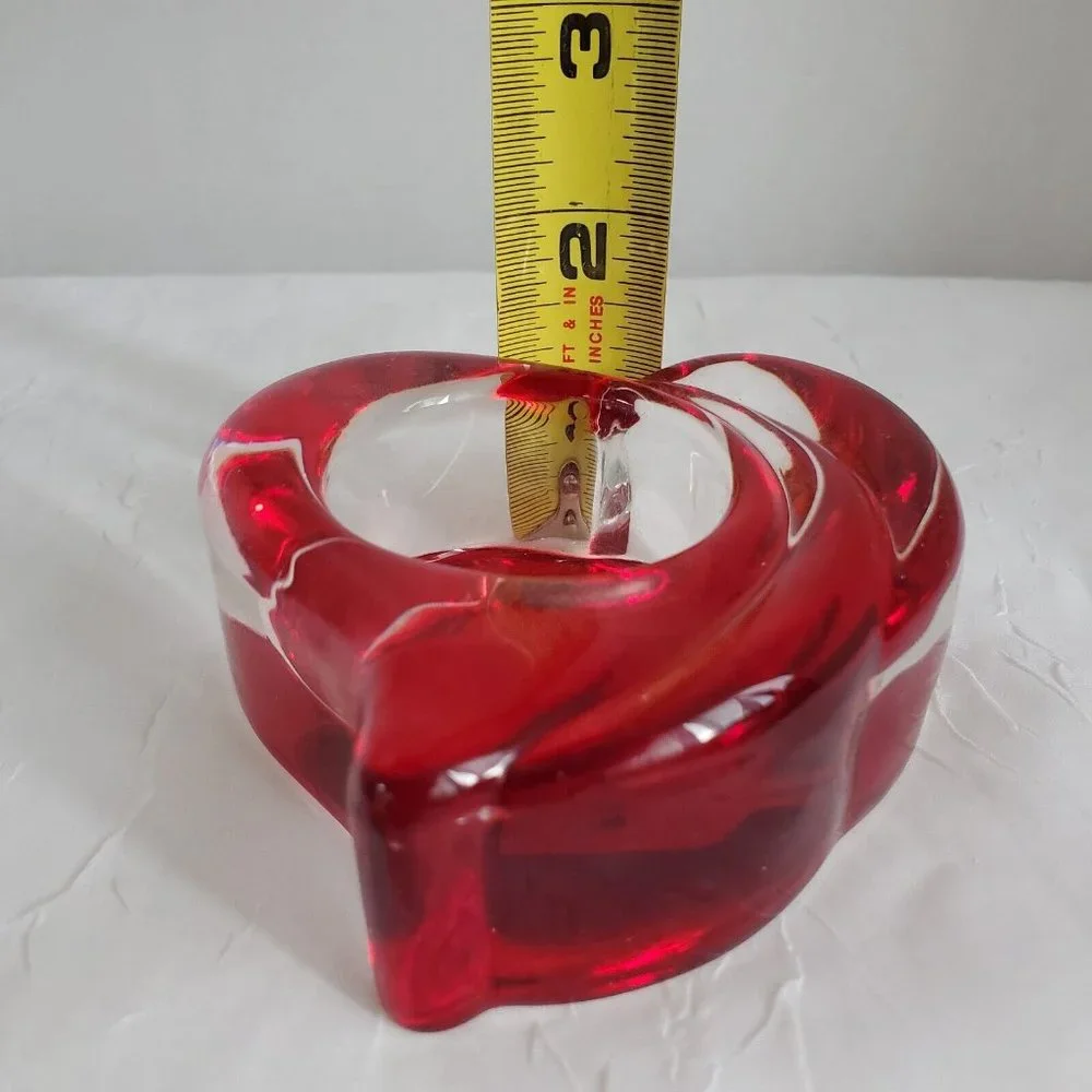 PartyLite Red Glass Heart Tealight Candle Holder Retired P8811 - Picture 11 of 12